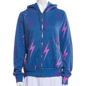 Aviator Nation Bolt Stitch Repeat Relaxed Zip Hoodie size small